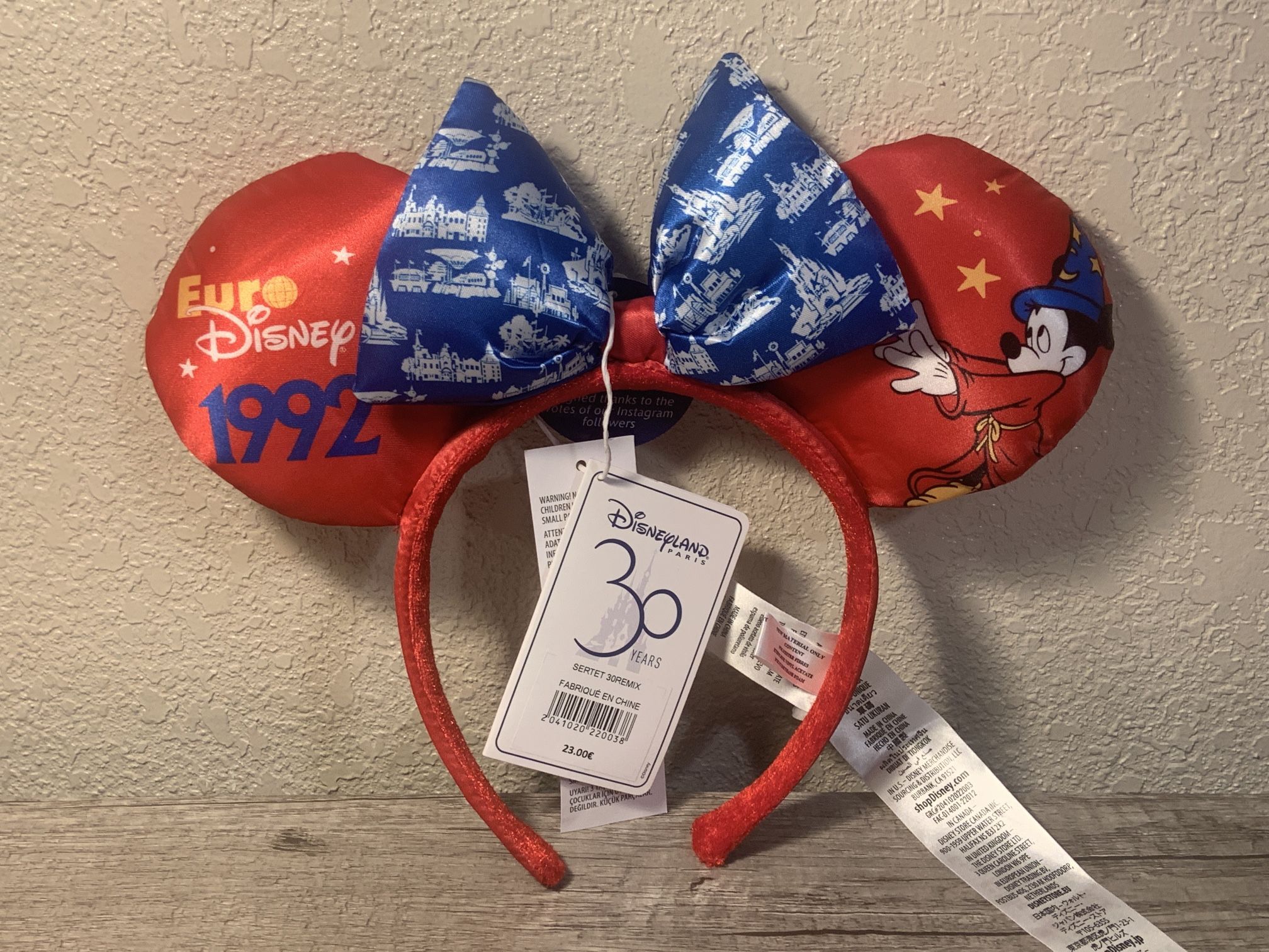 NEW Euro Disney 1992 Disneyland Paris 30th Anniversary Mickey Headband Ears NWT