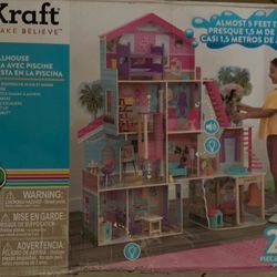 Kid kraft Slumber Party Mansion Dollhouse Gift for Kids 60+ Pieces Age 3+