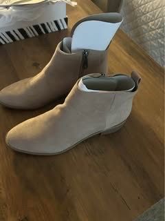 Beige Suede Ankle Boots with Side Zipper