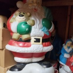 Santa's Best, Christmas Santa Claus with Toys Bag, Lighted Blow Mold, Includes Light Cord, Indoor and Outdoor, Retired, Hard to Find, Good Condition.