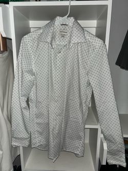 white Lucky Brand slim-fit stretch button-down