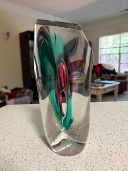 Shari Brush Art Glass Sculpture 1983 9in