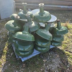 Big Industrial Over Hang Lights Painted In Great Shape