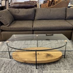 Contemporary Wood & Glass Coffee Table