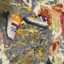 Custom Hand Splattered Jean Jacket &nike Air Combo 