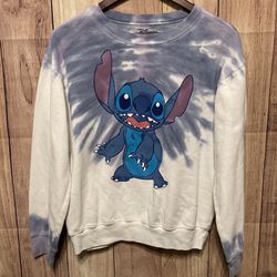 Disney Medium Girls LILO & Stitch sweatshirt tie dye white blue