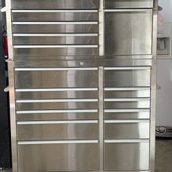 Large Hammerhead Double Bank, Stainless Steel Tool Chest
