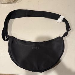 Y2K Lancôme Black Nylon Crescent Shoulder Bag | Mini Baguette Purse