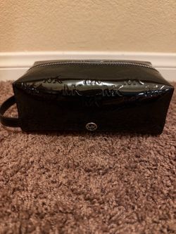 Michael Kors Black Patent Logo Cosmetic Bag