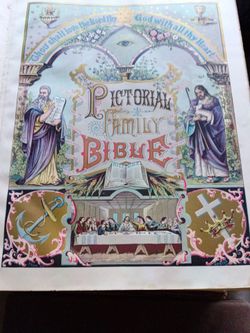 Antique Victorian Pictorial Family Bible – Illustrated Color Plates