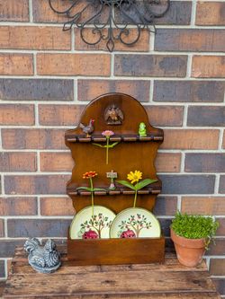 Vintage Cottagecore Rustic Souvenir Spoon Rack Holds 12 Spoons Mid Century Modern Kitchen Decor Wall or Freestanding