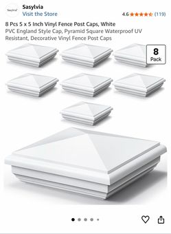 Sasylvia 8 Pcs 5 x 5 Inch Vinyl Fence Post Caps. BRAND NEW. 5"x5"