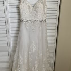 Off White Wedding Dress With Bling Waist Band