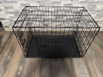 Black Folding Wire Dog Crate with Tray