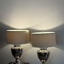 Two Big  Silver Lamps-Moving Sale