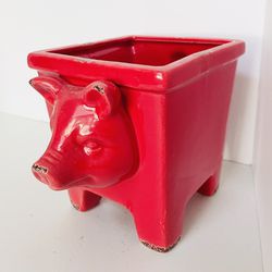 Pig Vase, Red