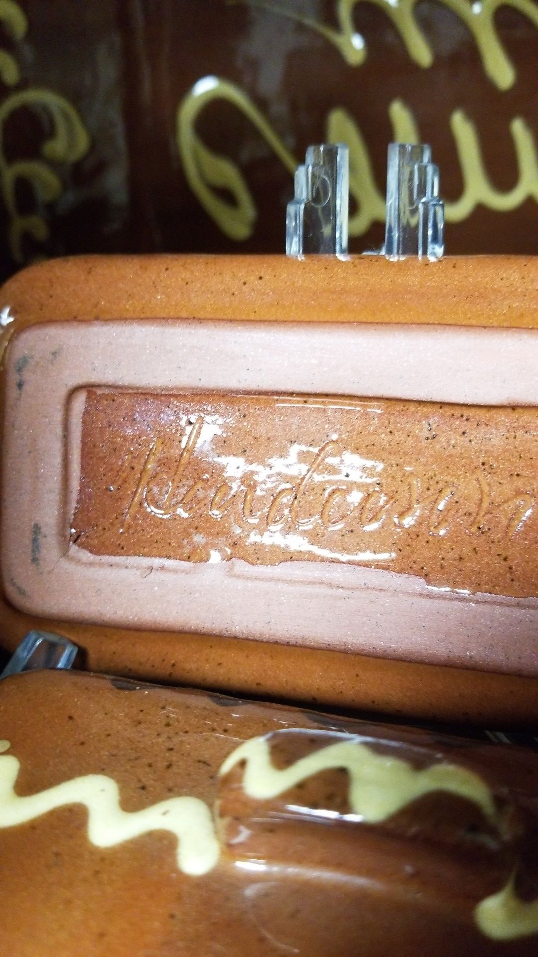 Henderson Pottery Redware Butter Dish