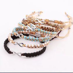 Natural Gemstone Bracelet w/Infinity Charm