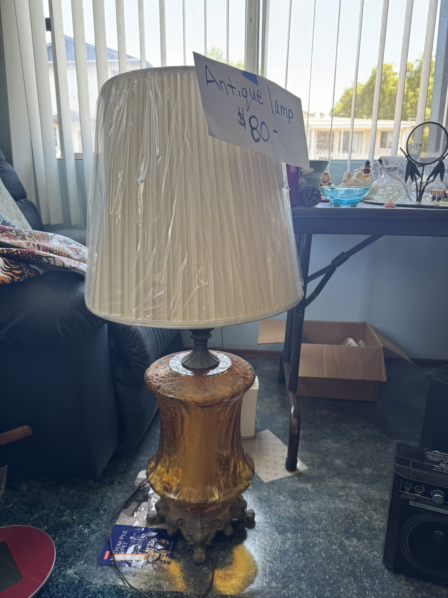 Vintage Orange Globe Lamp
