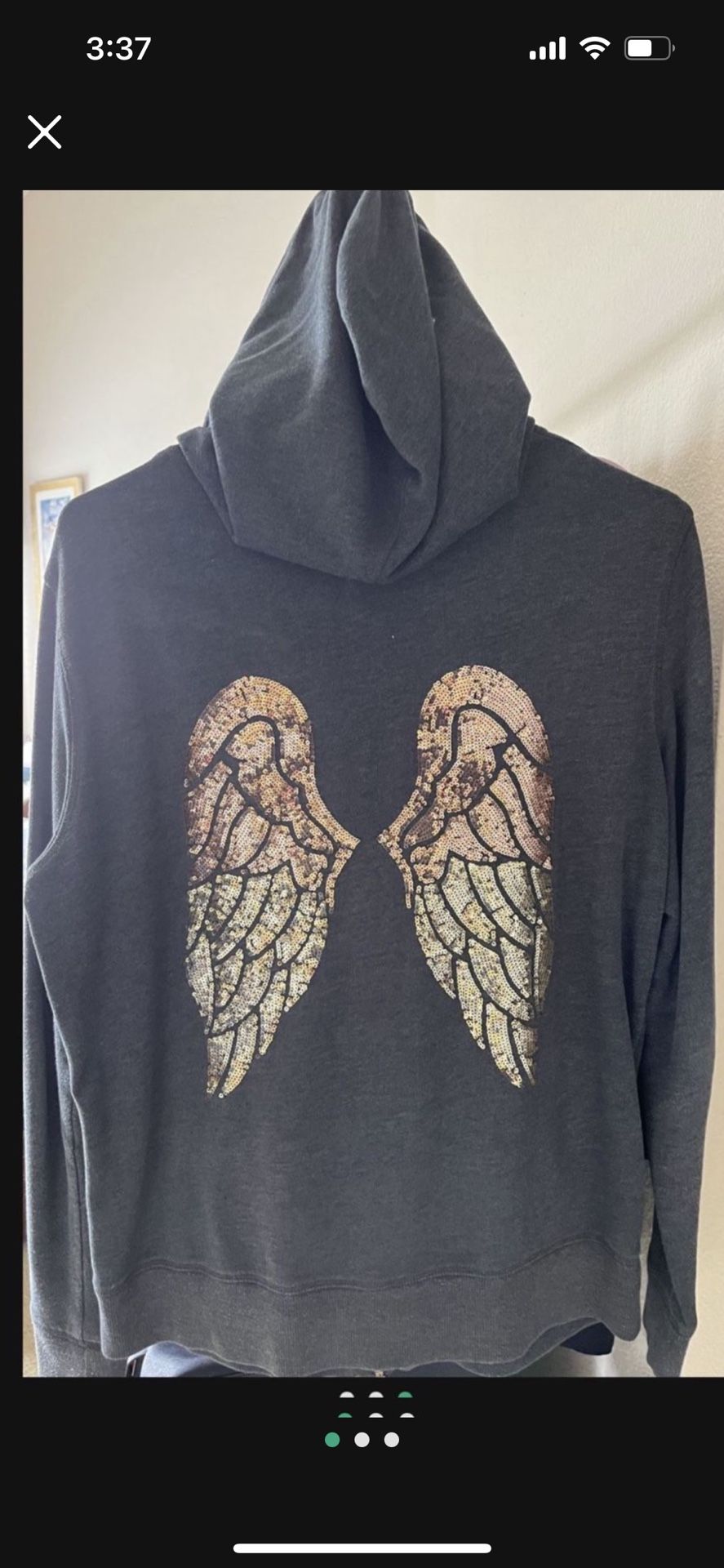 Victoria’s Secret lot of 4 zip front hoodies. Rare golden angel wings, deep green, Victoria sport, pink.