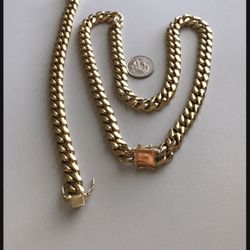 Miami Cuban link stainless steel chain with 14 K stamped