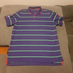 Ralph Lauren RLX Golf Polo Shirt XL Purple Green Striped Logo SS Harmony Landing