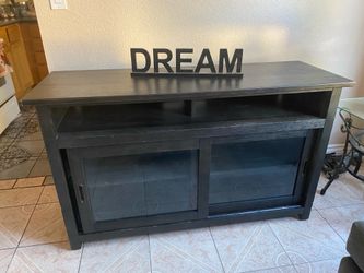 Black glass cabinet/55”tv stand