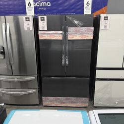 Samsung - 32 cu. ft. 3-Door French Door Smart Refrigerator with Dual Auto Ice Maker - Matte Black Steel 🖤✔️