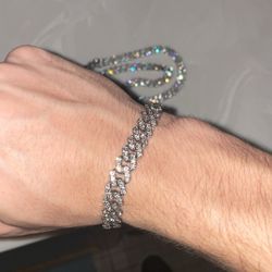 ICED OUT 8MM Trendy Link Rhinestones Miami Necklace Choker / Bracelet Hip Hop Jewlery