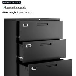 Letaya Lateral 3 Drawer File Cabinets with Lock, Metal Filing Storage Vertical Cabinets