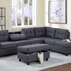 Reversible Sectional + Storage Ottoman Couch 