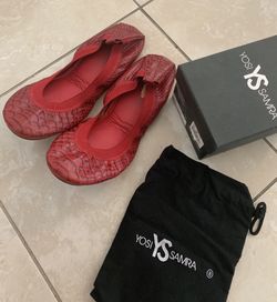 Yosi Samra Foldable Ballet Flats Oxblood Red Size 8