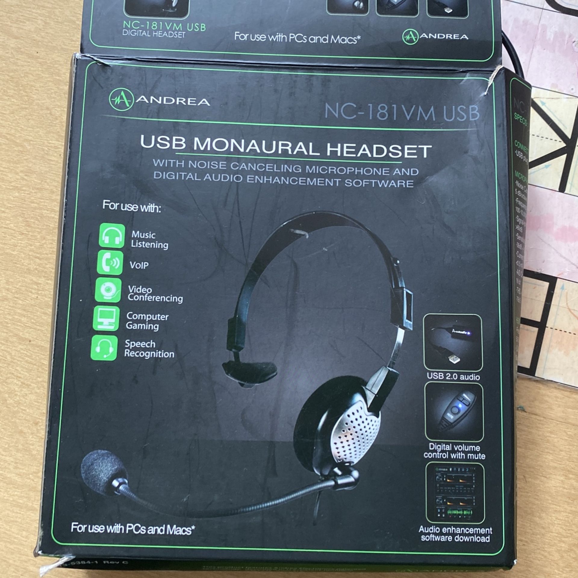 USB Monaural Headset Great For Music Listening VoIP Video Conferencing Computer Gaming And Speech Recognition