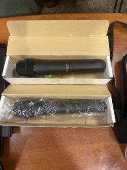 2x VHF Handheld Wireless Microphone Transmitters (Mics Only, No Receiver)