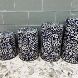 Antique Metal  Calico Cannisters
