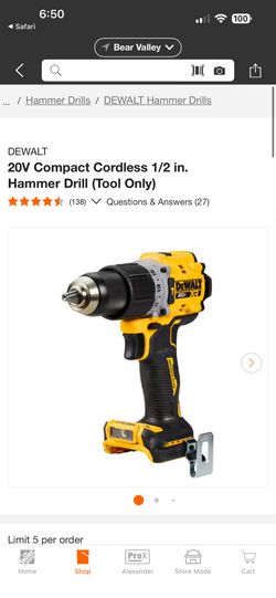 20V Compact Cordless 1/2 in. Hammer Drill (Tool Only)