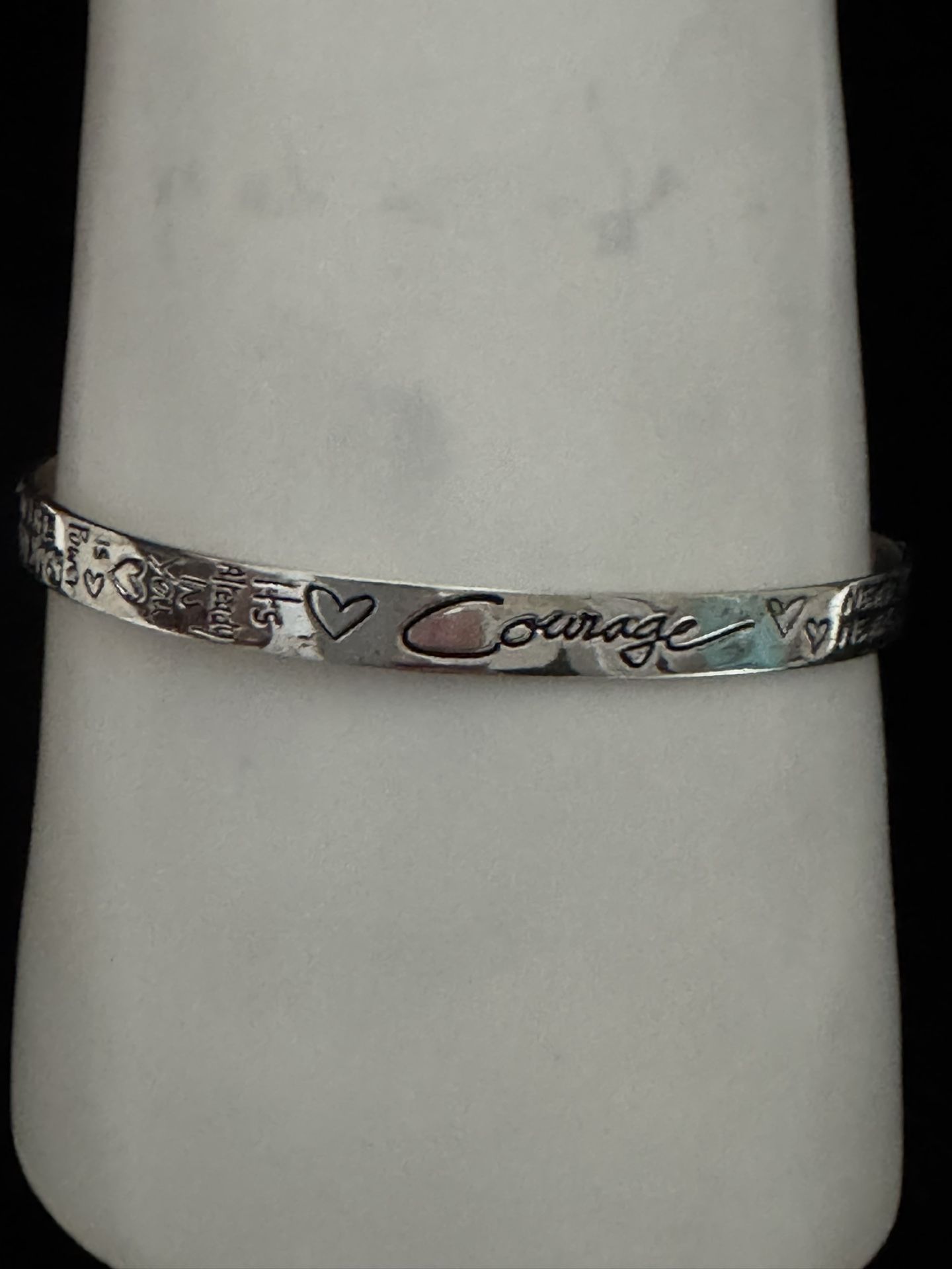 Sterling Silver ~5mm Wide Courage Inspirational Cuff Bracelet