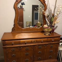 Nice 90s Oak Furniture Wardrobe And Dresser Mirror 