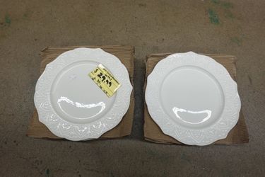 10.5″ Set of 6 Strawberry Street Dahlia White Porcelain Side Plates