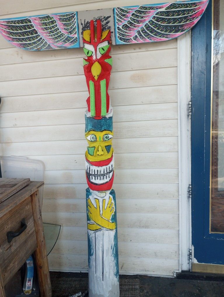 6' Hand Carved Totem Pole