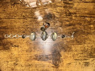 Labradorite Bracelet And ring 925 Sterling Silver