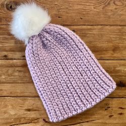 Pink Lavender Crochet Slouchy Hat