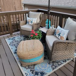Outdoor Loveseat and 2 Chairs With Coffee Table