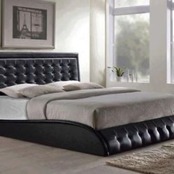 Brand New Black Bed with a Curved Shaping