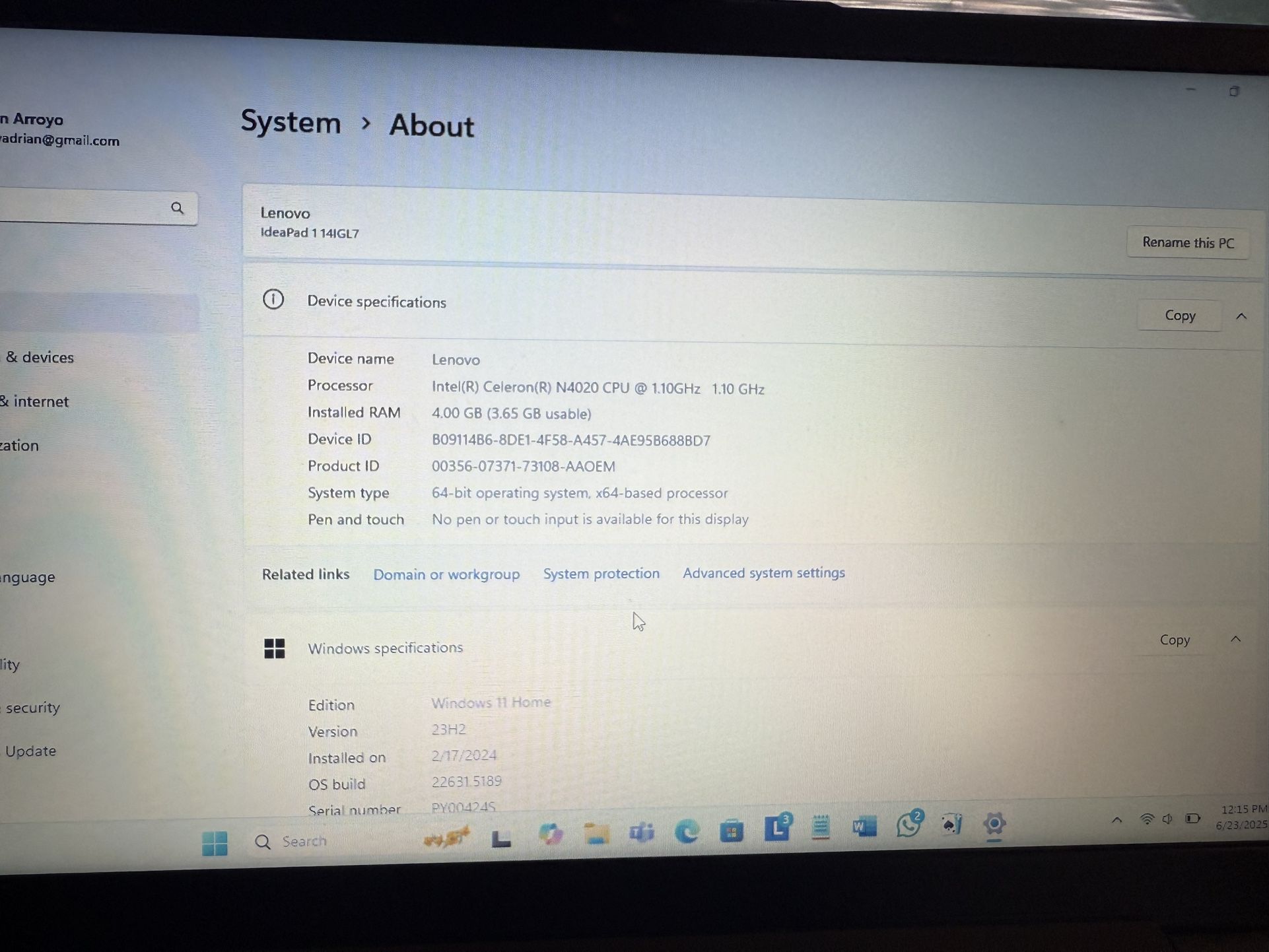 Lenovo Idea pad 1
