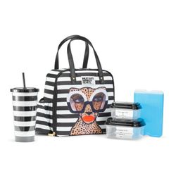 Fit & Fresh Lunch Bag w/ Matching Bottle, Containers, & Cooler/ Black stripes - New