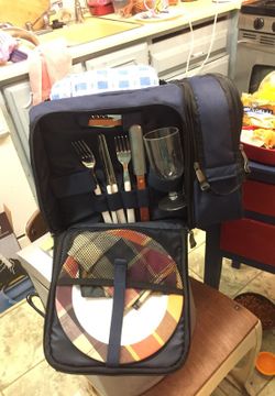 Backpack picnic set service for two