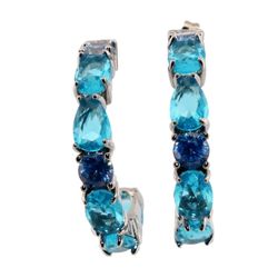 Aquamarine & Blue Topaz Silver Earrings 052