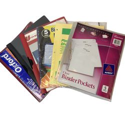 Assorted Office Supplies: Binder Pockets, 5-Tab Binder Dividers, Report Covers