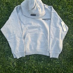 Grey Essentials Hoodie Medium Men